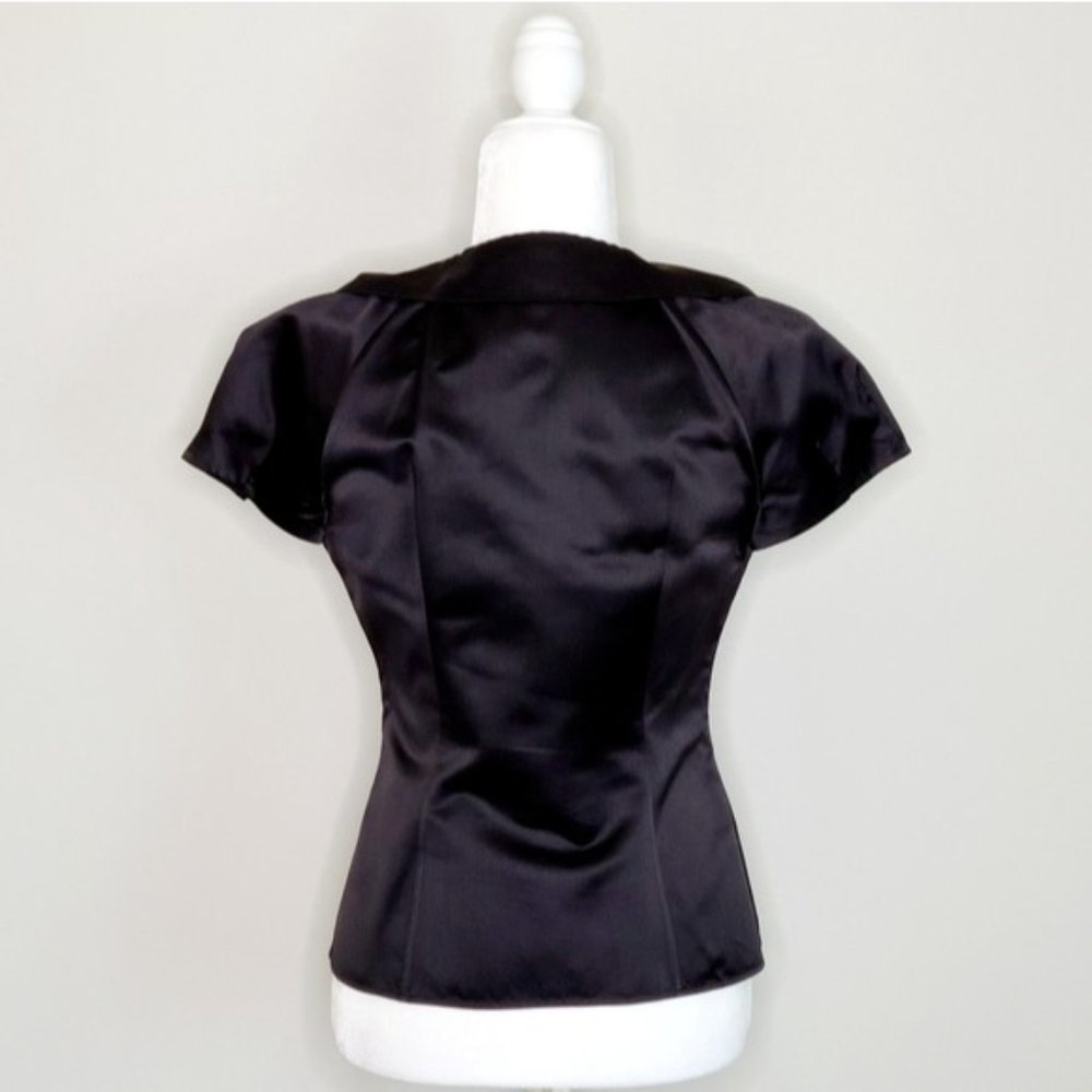 Prada Black Short Sleeve Draped Top Blouse - Picture 5 of 8